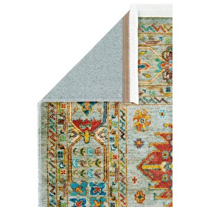 Cool Halı Vintage 06 Aqua Antik Desen Makinede Yıkanabilir Halı Kaymaz Dijital Baskı Mutfak Halısı