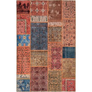 Carnival Renkli Patchwork Halı Yolluk Dokuma Şönil Halı Yıkanabilir Eskitme Vintage Halı 250x350 cm