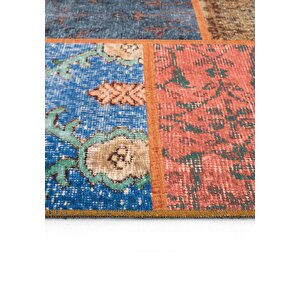 Cool Halı Carnival Renkli Patchwork Halı Yolluk Dokuma Şönil Halı Yıkanabilir Eskitme Vintage Halı