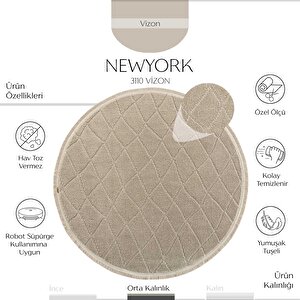 Newyork 3110 Vizon Yumuşak Halı Salon Koridor Kesme Yolluk Yuvarlak Dokuma Makine Halısı 100x100 cm