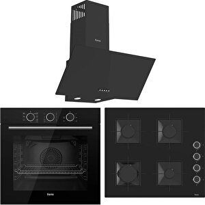 Fryart Qxe62cs-ss205-d086 Turbo Ankastre Set - Siyah