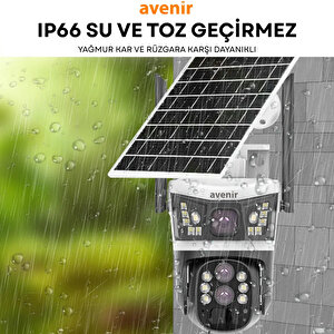 Av-s432 4mp 10x Optik Zoom 2 Kameralı Solar Ptz 4g Sim Kartlı Sesli Alarmlı Kamera