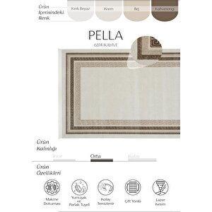 Pella 6814 Kahve Krem Halı Oturma Odası Halısı Antre Halısı Klasik Çerçeveli Salon Halısı 120x180 cm