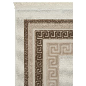 Pella 6814 Kahve Krem Halı Oturma Odası Halısı Antre Halısı Klasik Çerçeveli Salon Halısı 120x180 cm