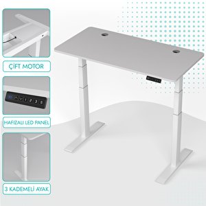 O-flex Duo Çift Motorlu Elektrikli Yükseklik Ayarlı Masa - 180x80 - Beyaz Beyaz