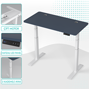 O-flex Duo Çift Motorlu Elektrikli Yükseklik Ayarlı Masa - 180x80 - Pasifik Mavi