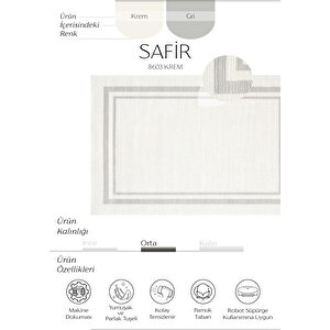 Safir 8603 Krem Halı Yolluk Salon Halısı Antre Hol Koridor Halısı Yatak odası halısı 80x150 cm