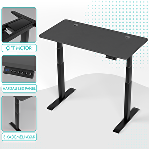 O-flex Duo Çift Motorlu Elektrikli Yükseklik Ayarlı Masa - 180x80 - Antrasit Antrasit