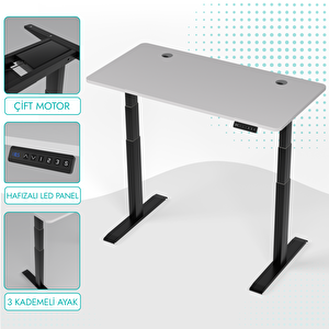 O-flex Duo Çift Motorlu Elektrikli Yükseklik Ayarlı Masa - 160x80 - Beyaz Beyaz
