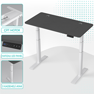 O-flex Duo Çift Motorlu Elektrikli Yükseklik Ayarlı Masa - 140x70 - Antrasit Antrasit