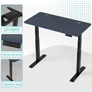 O-flex Duo Çift Motorlu Elektrikli Yükseklik Ayarlı Masa - 180x80 - Pasifik Mavi Mavi