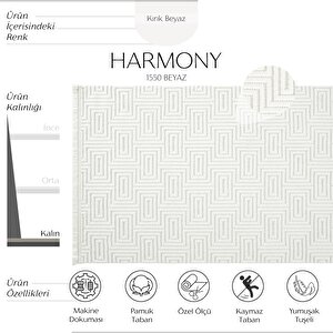 Harmony 1550 Beyaz Yumuşak Dokulu Çocuk Odası Halısı Modern Salon Dokuma Makine Halısı 120x180 cm