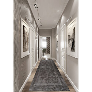 Dijital Kaymaz Yıkanabilir Modern Gri̇ Mutfak Halısı Salon Halısı Yolluk 160x350 cm