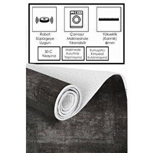 Dijital Kaymaz Yıkanabilir Modern Gri̇ Mutfak Halısı Salon Halısı Yolluk