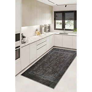Dijital Kaymaz Yıkanabilir Modern Gri̇ Mutfak Halısı Salon Halısı Yolluk 140x350 cm