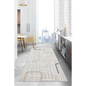 Dijital Kaymaz Yıkanabilir Modern Gri̇ Mutfak Halısı Salon Halısı Yolluk 100x400 cm