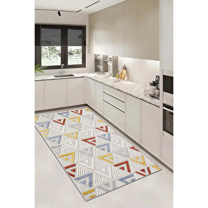 Dijital Kaymaz Yıkanabilir Modern Gri̇ Mutfak Halısı Salon Halısı Yolluk 120x400 cm