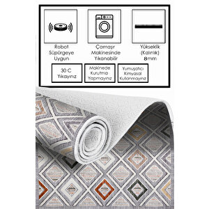 Dijital Kaymaz Yıkanabilir Modern Gri̇ Mutfak Halısı Salon Halısı Yolluk