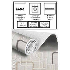 Dijital Kaymaz Yıkanabilir Modern Gri̇ Mutfak Halısı Salon Halısı Yolluk