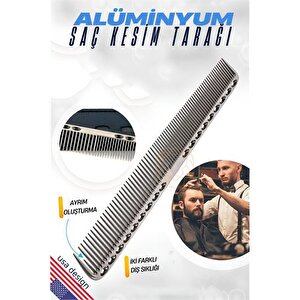 Modacar Alüminyum Saç Kesim Tarağı Saç Şekillendirme Düzeltme Tarağı Gri̇