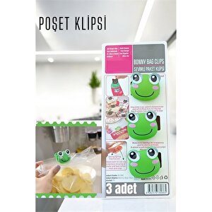 Modacar Sevimli Poşet Klipsi Kurbağa 3 Adet Ataç