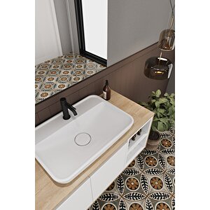 Lale Beyaz 100 Cm %100 Mdf Lavabolu Banyo Dolabı + Aynalı Dolap