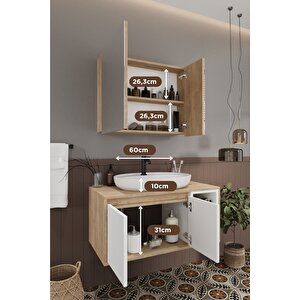 Lale Beyaz 100 Cm %100 Mdf Lavabolu Banyo Dolabı + Aynalı Dolap