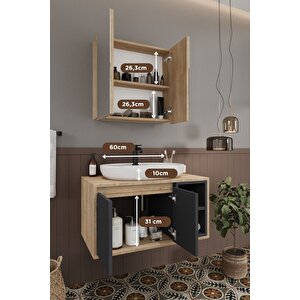 Lale 70 Cm %100 Mdf Lavabolu Banyo  Dolabı + Aynalı Dolap