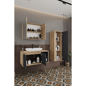 Lale 90 Cm %100 Mdf Lavabolu Banyo Dolabı + Boy Dolabı