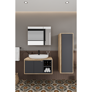Lale 90 Cm %100 Mdf Lavabolu Banyo Dolabı + Boy Dolabı