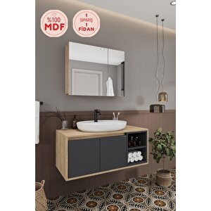 Lale 100 Cm %100 Mdf Lavabolu Banyo Dolabı + Aynalı Dolap