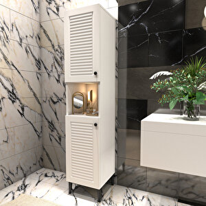 Banyo Boy Dolabı Luxe | Mat Beyaz Mat Beyaz