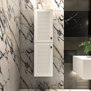 Panjur Kapaklı Banyo Asma Boy Dolabı | Mat Beyaz Mat Beyaz