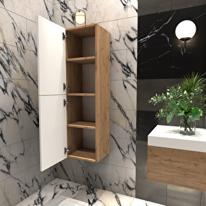Panjur Kapaklı Banyo Asma Boy Dolabı | Ahşap - Beyaz