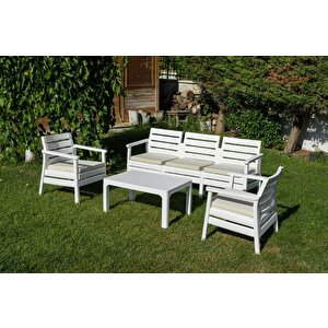 Sy-2493 Solemare 3'lü Bahçe Oturma Grubu Koltuk Takımı Beyaz