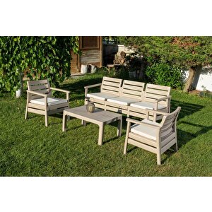 Sy-2493 Solemare 3'lü Bahçe Oturma Grubu Koltuk Takımı Bej