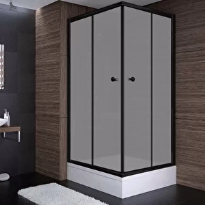 90x90x180 Kare Siyah Profil Komple Kumlu Cam Duş Kabini