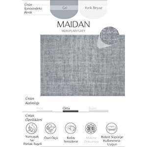 Maidan Gri Mutfak Halısı Dokuma Halı Yolluk Koridor Halısı Kesme Halı Hav Toz Vermez Salon Halısı 120x180 cm