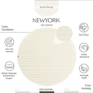 Cool Halı Newyork 3101 Krem Yumuşak Halı Salon Koridor Kesme Yolluk Yuvarlak Dokuma Makine Halısi