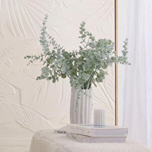 3lü Set Yapay Çiçek Pastel Karlı Okaliptus 48cm 5dallı Uzun Dal Eucalyptus
