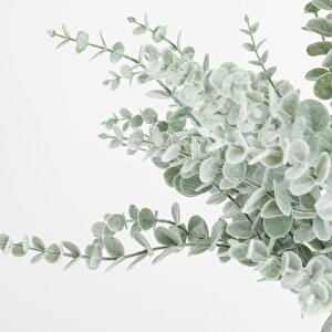 3lü Set Yapay Çiçek Pastel Karlı Okaliptus 48cm 5dallı Uzun Dal Eucalyptus