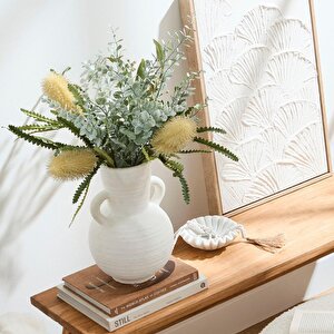 3lü Set Yapay Çiçek Pastel Karlı Okaliptus 48cm 5dallı Uzun Dal Eucalyptus
