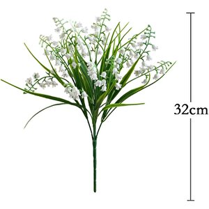 Yapay Çiçek Müge Çiçeği Sazlı Beyaz Çan Çiçeği Lily Of The Valley Demet