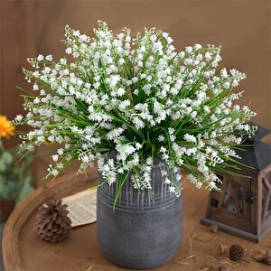 Yapay Çiçek Müge Çiçeği Sazlı Beyaz Çan Çiçeği Lily Of The Valley Demet