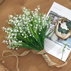 Yapay Çiçek Müge Çiçeği Sazlı Beyaz Çan Çiçeği Lily Of The Valley Demet