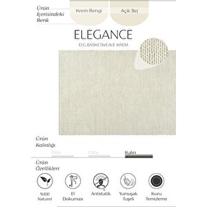 Cool Halı Elegance Krem Yün Halı Salon Halısı Antre Koridor Halı Yolluk El Dokuma Halı Örgü El Halı 80x150 cm