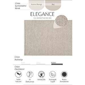 Elegance Bej Yün Halı Salon Halısı Antre Koridor Halı Yolluk El Dokuma Halı Örgü El Halısı 80x150 cm