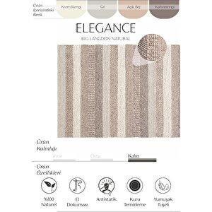 Elegance Natural Multi Yün Halı Salon Halısı Antre Halı Yolluk El Dokuma örgü el halısı 80x150 cm