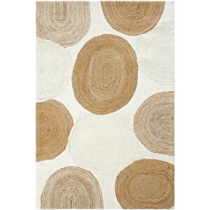 Elegance Natural Beyaz Jüt Halı Yün Dekoratif Otantik El Halısı Bohem El Dokuma Halı 170x240 cm