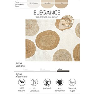 Elegance Natural Beyaz Jüt Halı Yün Dekoratif Otantik El Halısı Bohem El Dokuma Halı 170x240 cm